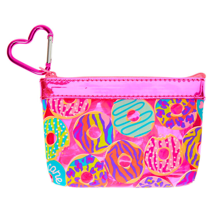 Claire's Porte-monnaie zippé imprimé donut animaux fluo - Rose