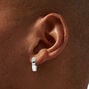 Silver-tone 15MM Flat Huggie Hoop Earrings,