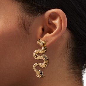 Gold 2&quot; Dragon Drop Earrings,