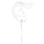 Silver 3&quot; Embellished Moon Linear Front and Back Drop Earrings,