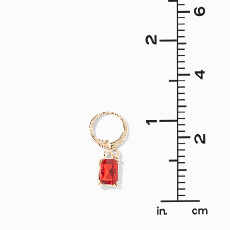 Gold 20MM Ruby Huggie Hoop Earrings,