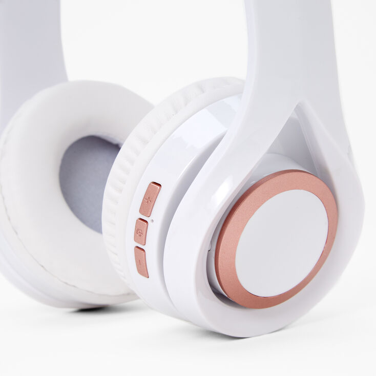 White &amp; Rose Gold Bluetooth Headphones,