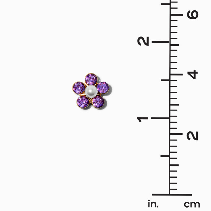 Clous d&#39;oreilles grappe de fleurs et strass lilas,