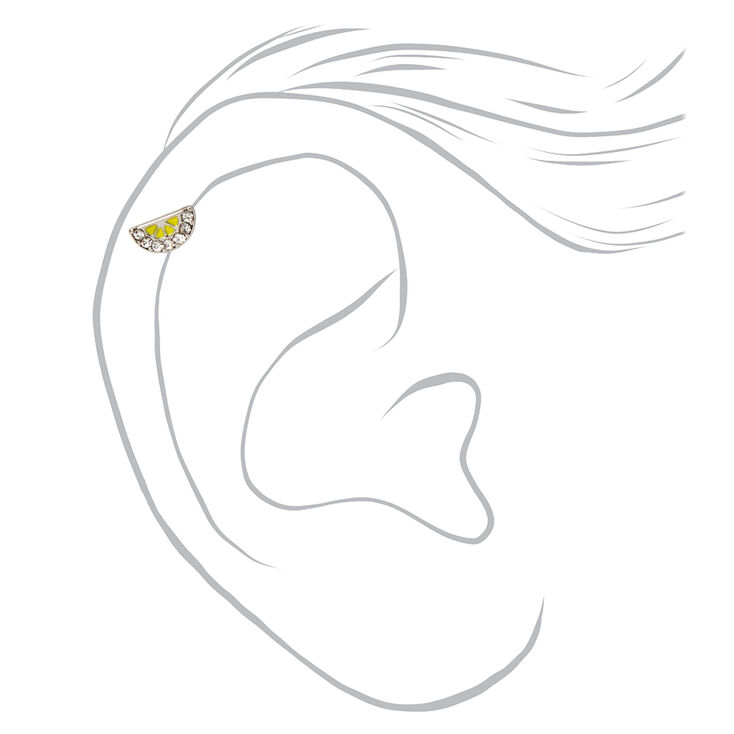 Clous d&#39;oreilles pour piercing de cartilage citron d&eacute;cor&eacute;s 1,2&nbsp;mm couleur argent&eacute;e - Lot de 3,