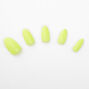 Faux ongles stiletto fluo brillants - Citron, lot de 24,