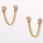 18kt Gold Plated Crystal Connector Stud Earrings,