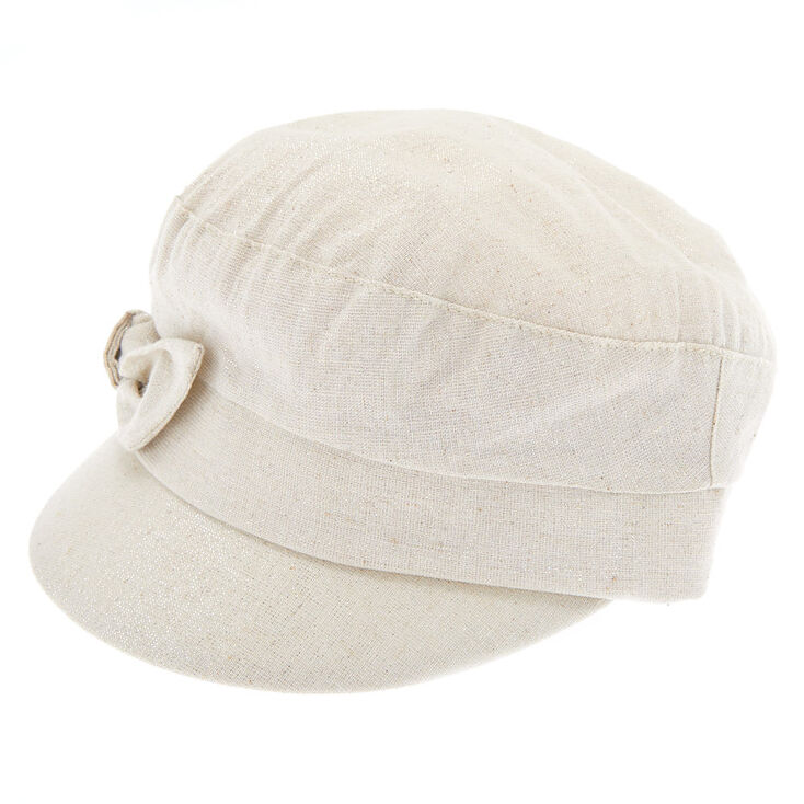 Glitter Bow Captain Hat - Cream,