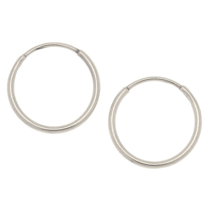 Silver Titanium 10MM Sleek Hoop Earrings | Claire's