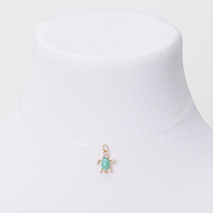 Collier &agrave; pendentif illusion strass tortue - Turquoise,