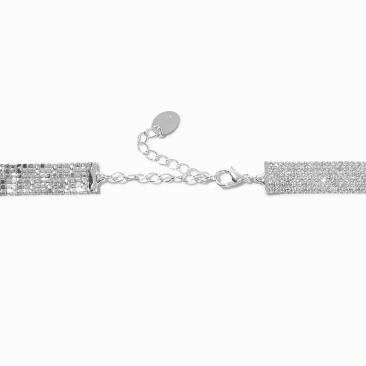 Silver-tone Crystal Pav&eacute; Braided Twist Choker Necklace ,