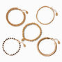 Gold-tone Multi Chain Bracelet Set - 5 Pack ,