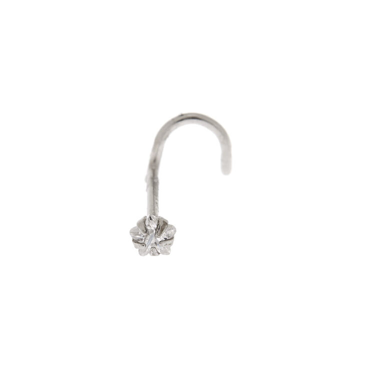 Silver-tone Cubic Zirconia 20G Star Nose Stud,