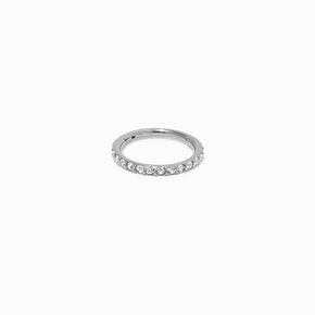 18G Silver-tone Titanium Crystal Clicker Nose Hoop,