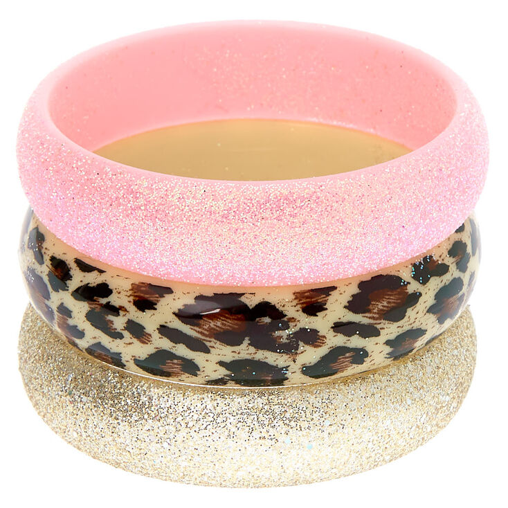 Claire&#39;s Club Leopard Bangle Bracelets - 3 Pack,