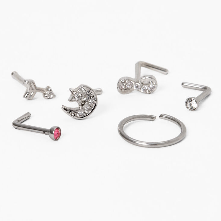 Claire's Women's Stainless Steel 20G Crystal Nose Studs and Hoop