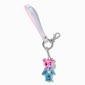 Chrome Pink &amp; Blue Ombre Bear Keychain,