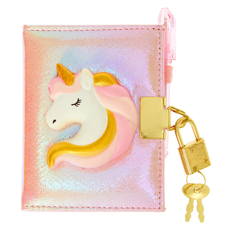 Claire's Journal intime à cadenas licorne spongieuse Club Claire’s - Rose