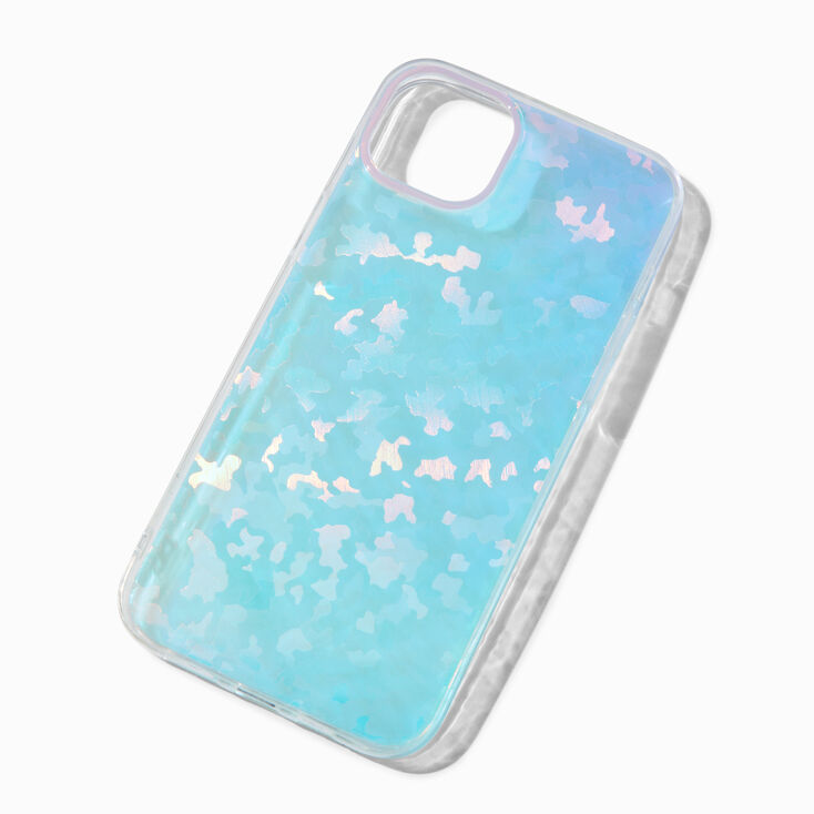 Coque de protection pour portable ondul&eacute; holographique bleu - Compatible avec iPhone&reg; 15&nbsp;Plus,