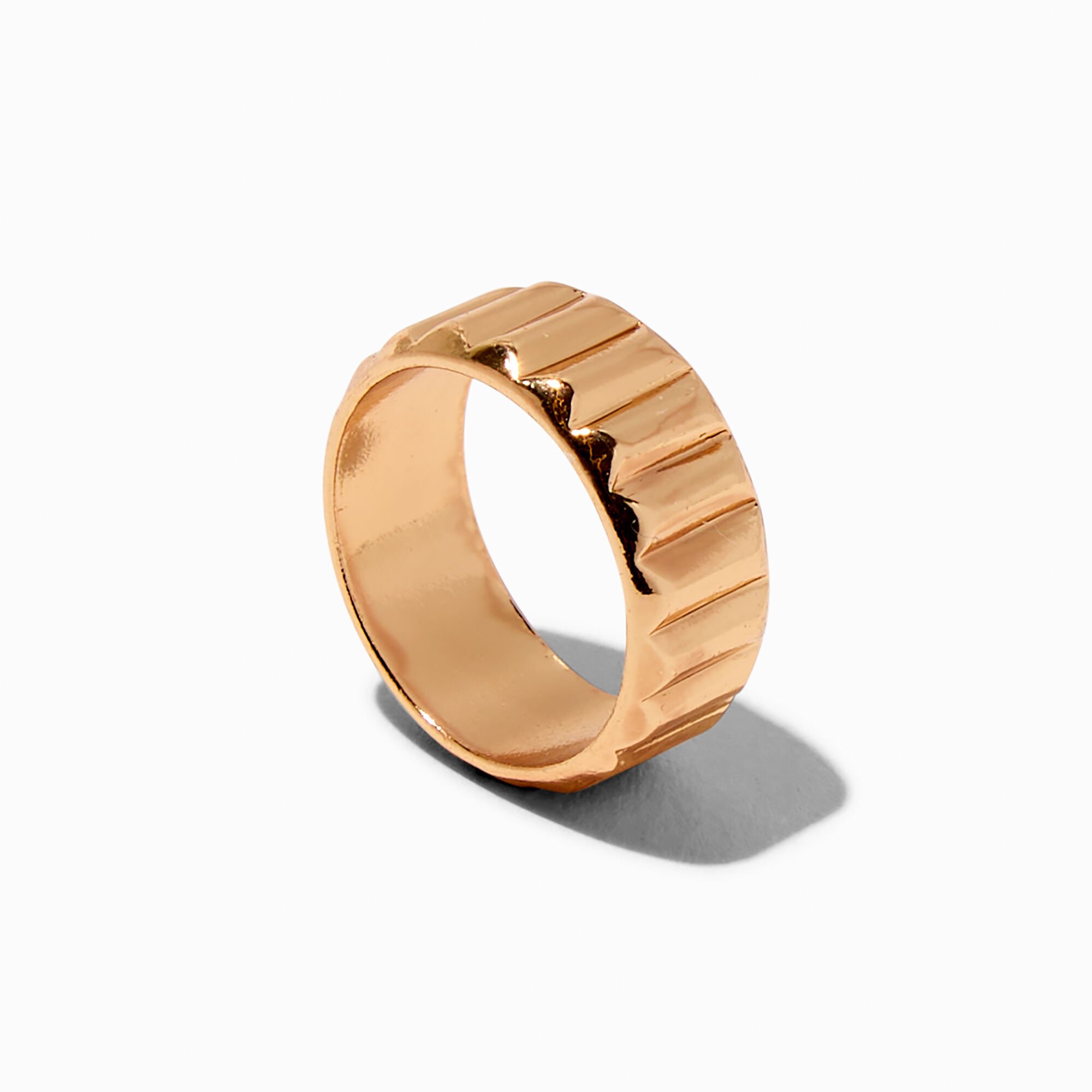 Gold-tone Puffy Ribbed Band Ring,