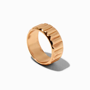 Gold-tone Puffy Ribbed Band Ring,