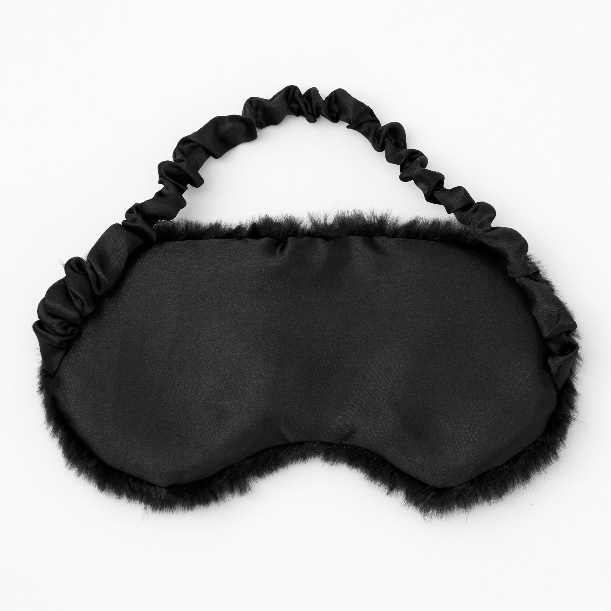 Masque de sommeil en fausse fourrure cœurs roses - Noir,