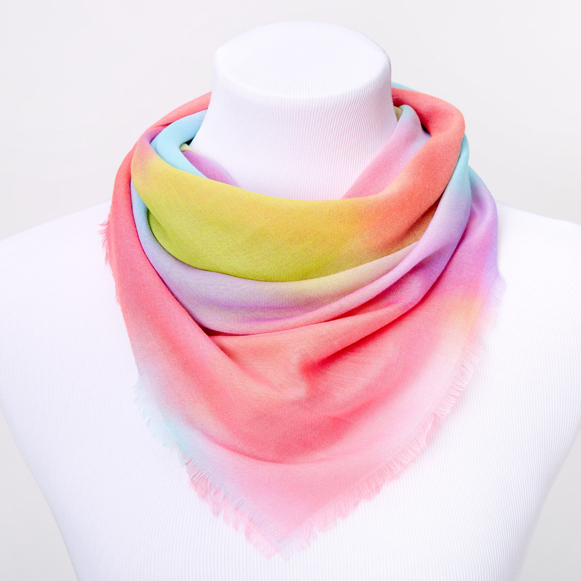 Rainbow Colors Tie Dye Silk Scarf