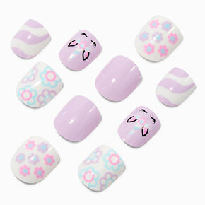 Claire&#39;s Club Purple Unicorn Press On Vegan Faux Nail Set - 10 Pack,