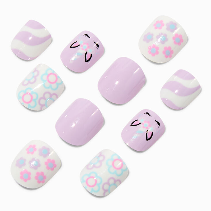 Claire&#39;s Club Purple Unicorn Press On Vegan Faux Nail Set - 10 Pack,