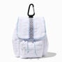 White Quilted Chevron Stripe Mini Backpack Keyring,