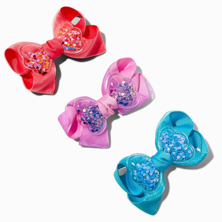 Claire&#39;s Club Jewel Tone Shaker Hair Bow Clips - 3 Pack,