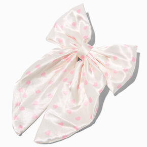 Barrette &agrave; n&oelig;ud c&oelig;urs roses satin blanc Claire&#39;s Club,