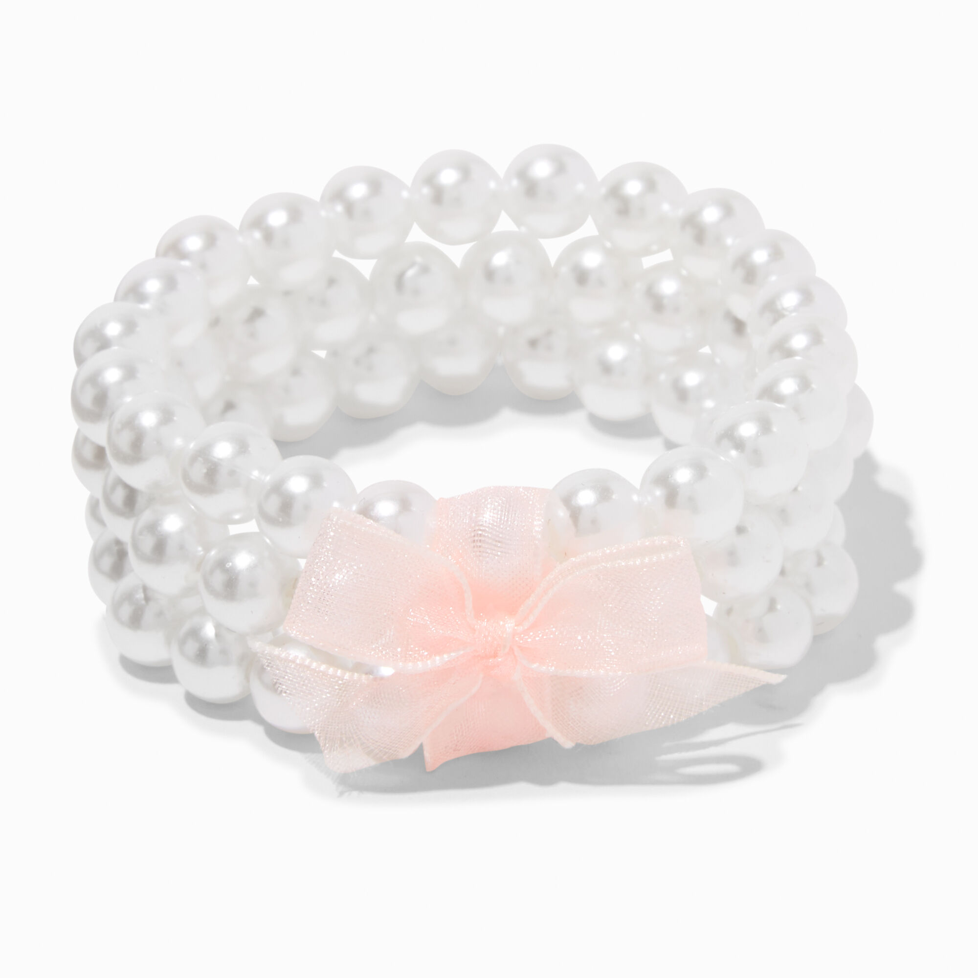Claire's Club Pearl Bow Bracelets - 3 Pack,