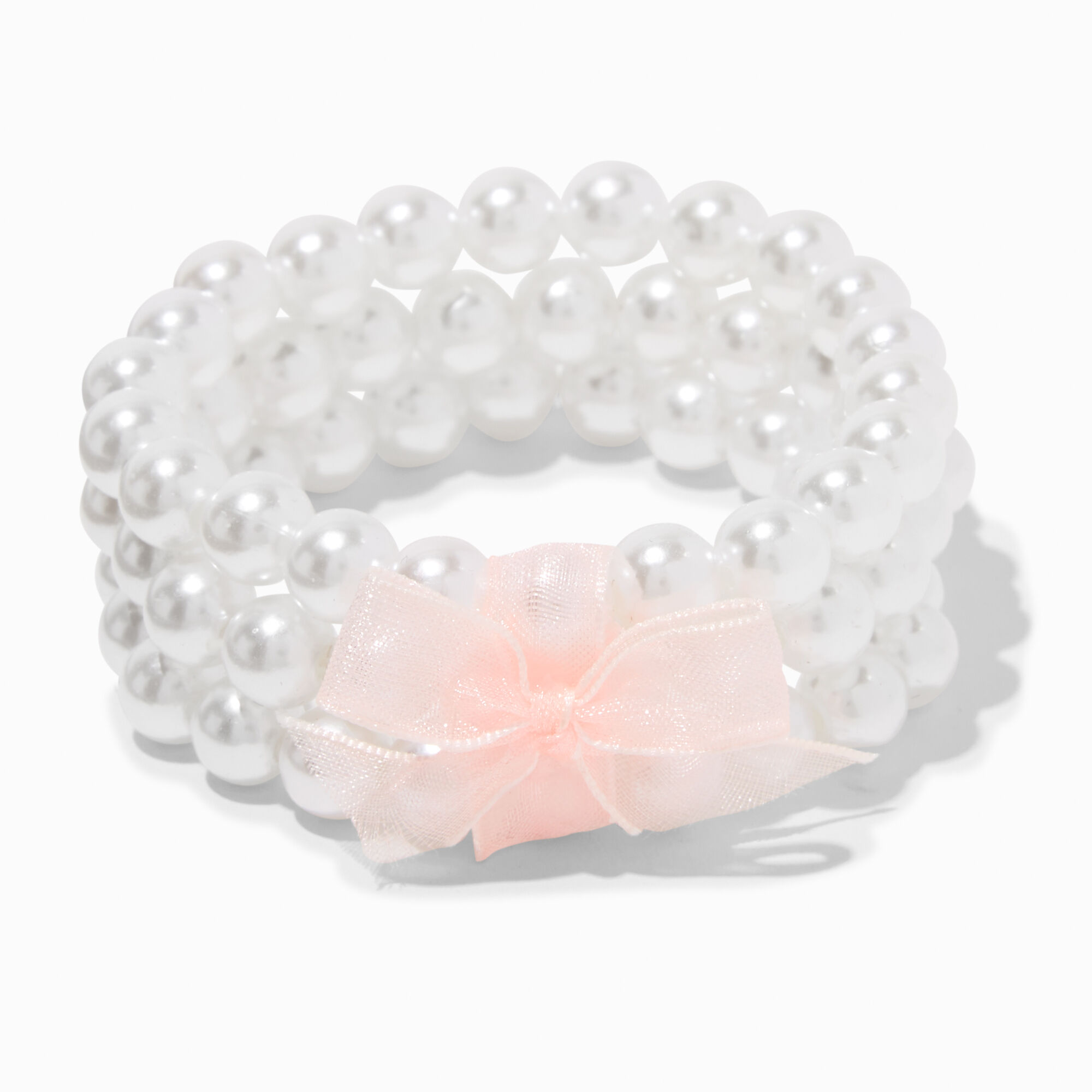 View Claires Club Pearl Bow Bracelets 3 Pack Pink information