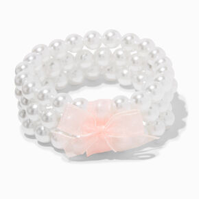 Claire&#39;s Club Pearl Bow Bracelets - 3 Pack,