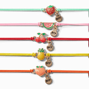 Bracelets &agrave; breloques fruit &agrave; paillettes best friends - Lot de 5,