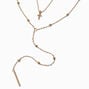 Gold-tone Cross Lariat Multi-Strand Necklace ,