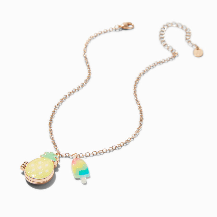 Claire&#39;s Club Pineapple Locket Pendant Necklace,
