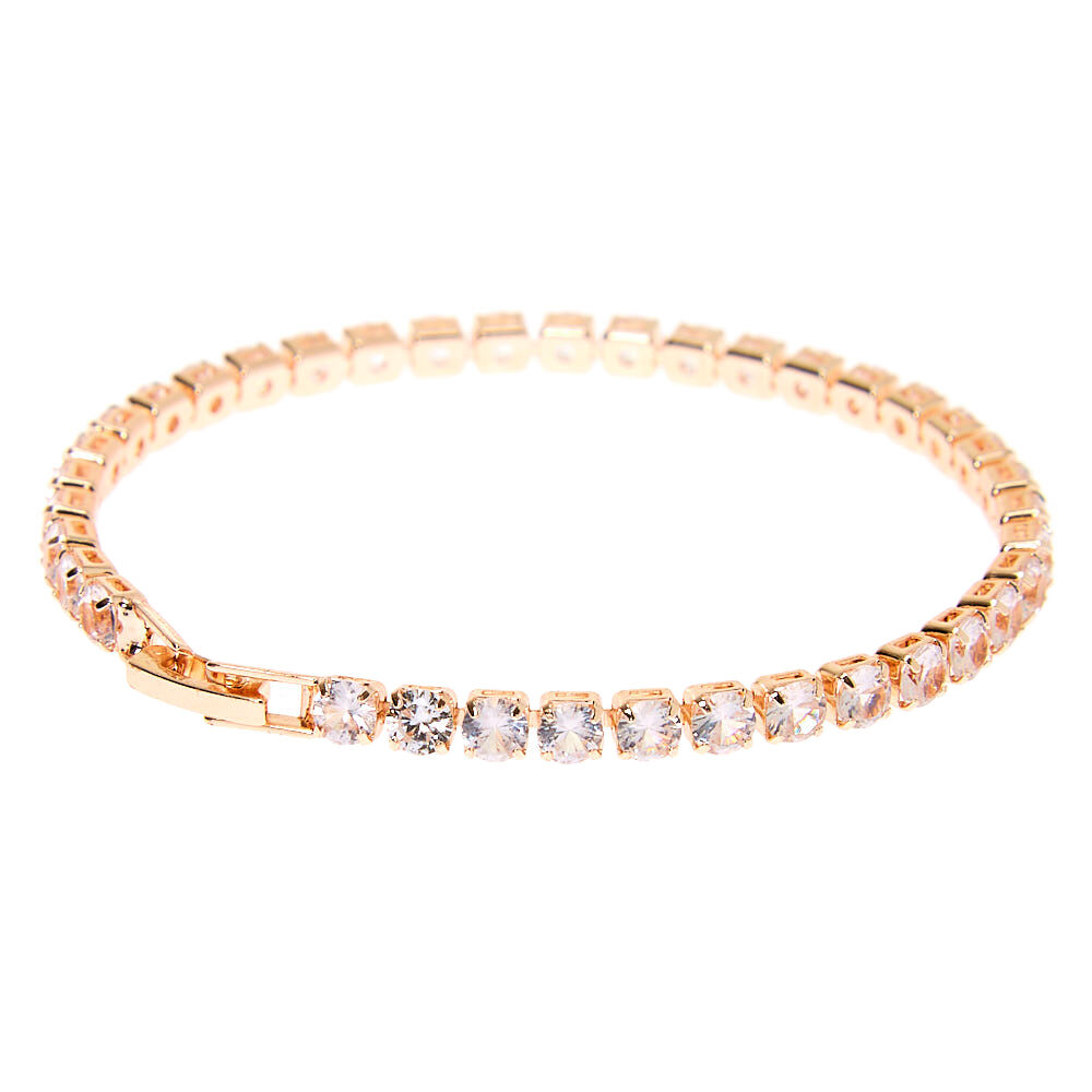 Rose Gold Cubic Zirconia Tennis Bracelet,