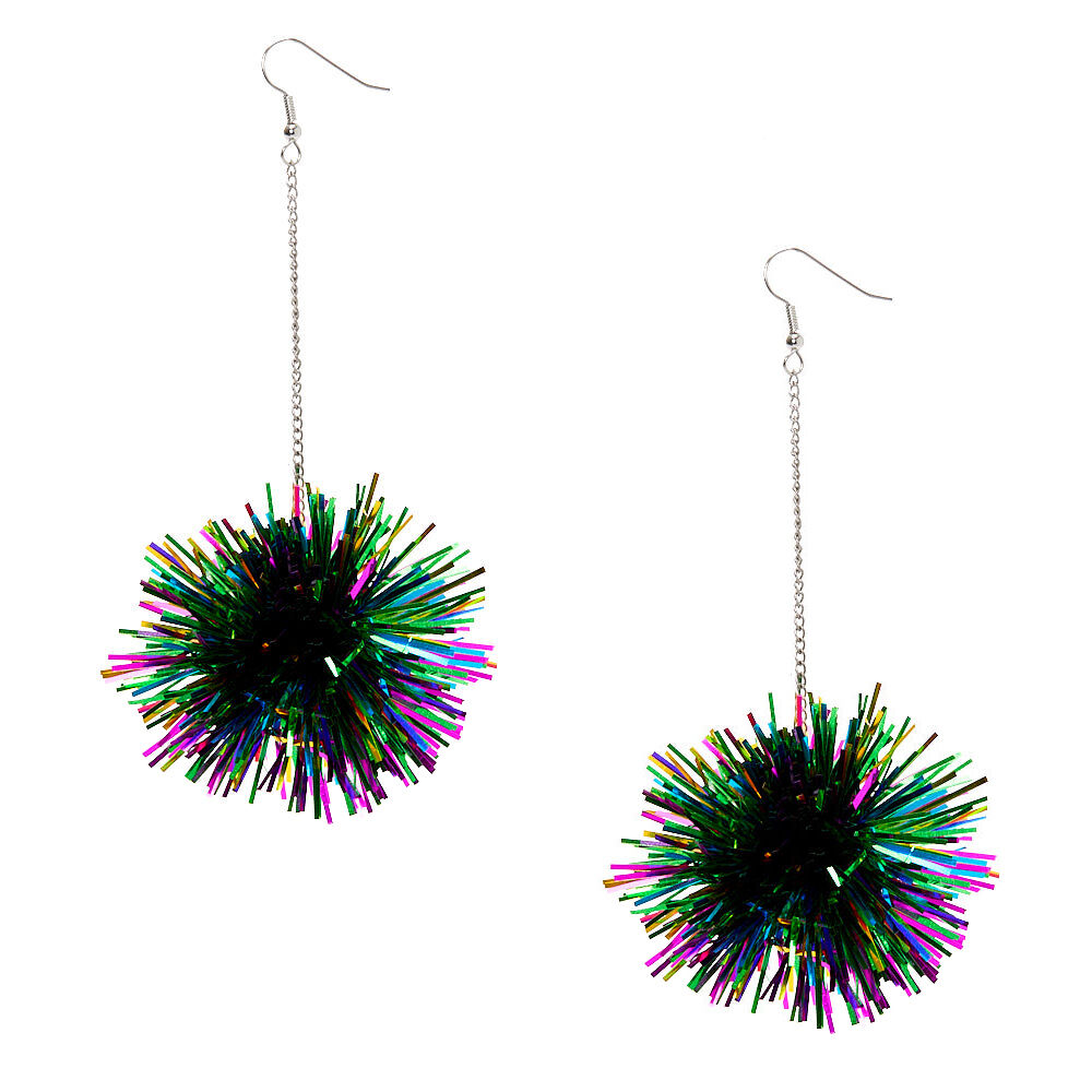 Tinsel pom new arrivals pom earrings