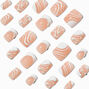 Swirly French Tip Bling Medium Square Vegan Faux Nail Set - 24 Pack,