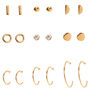 Gold Mixed Geometric Earrings - 9 Pack,