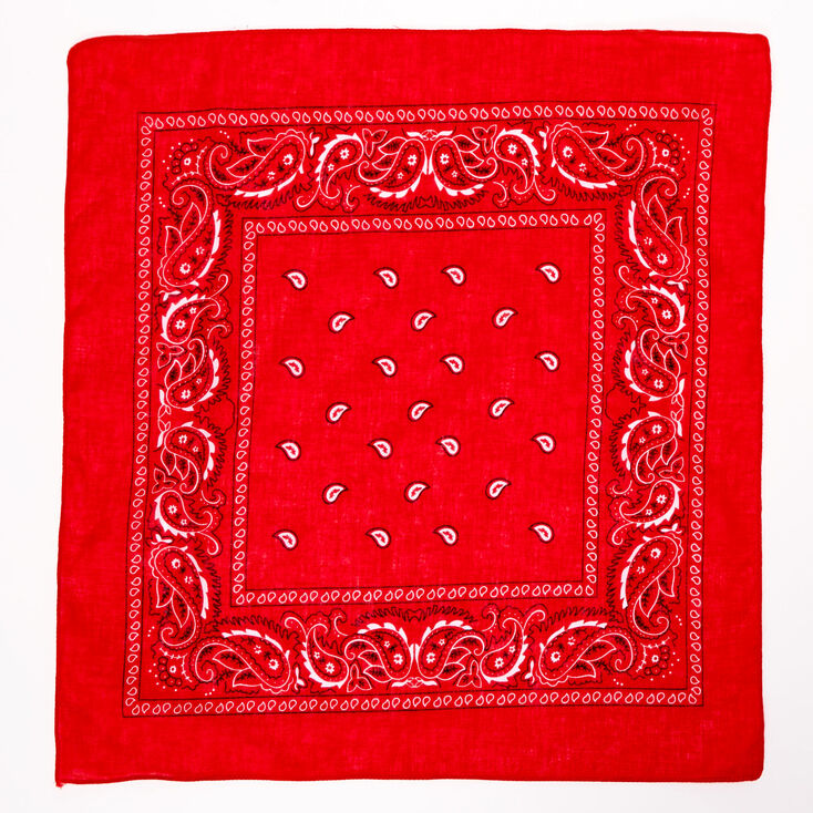 Bandeau bandana soyeux motif cachemire - Rouge,