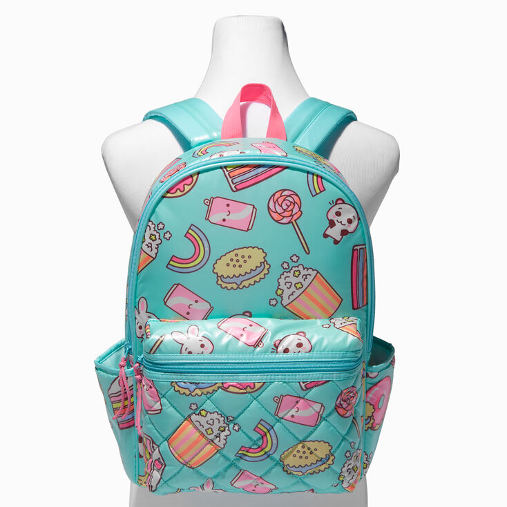 Junk Food Panda Mint Quilted Backpack,