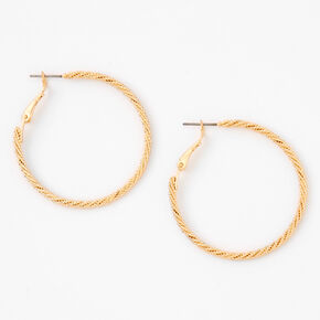 Gold-tone 40mm Laser Cut Twisted Hoop Earrings,