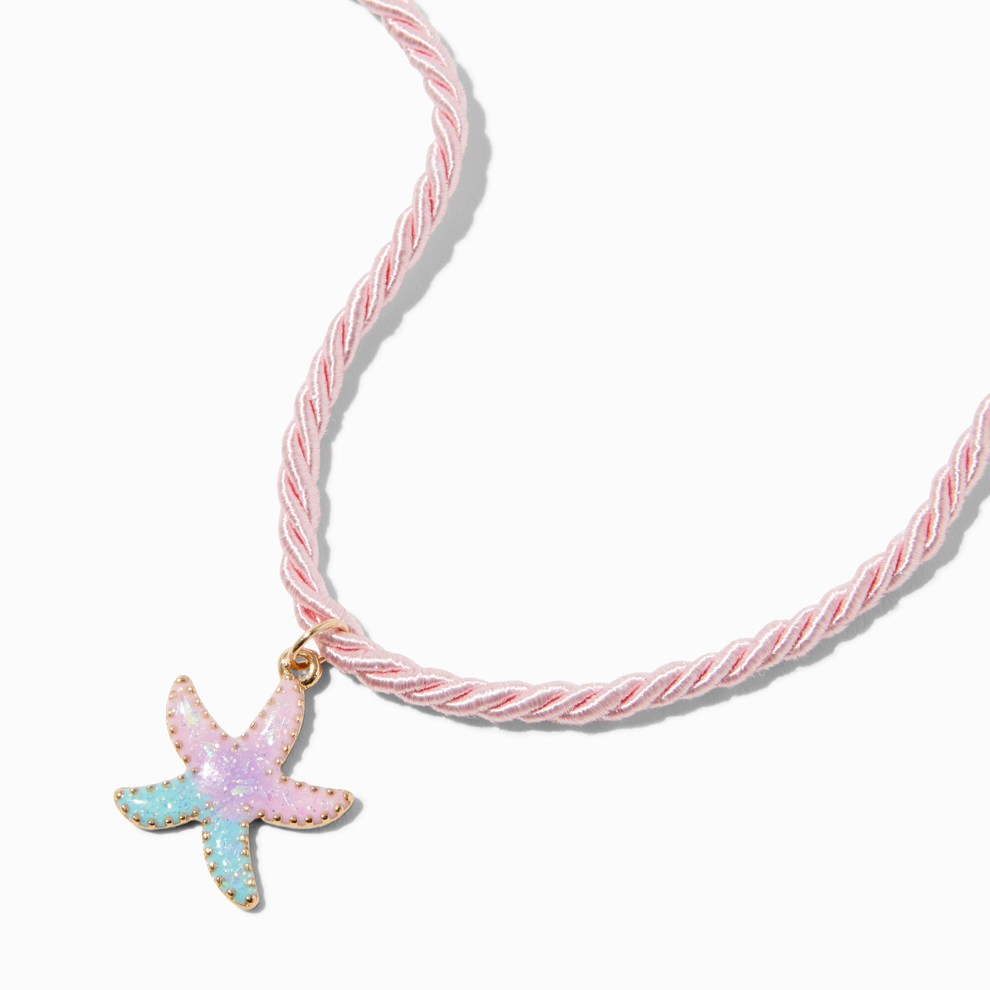 View Claires Ombre Starfish Cord Pendant Necklace Pink information