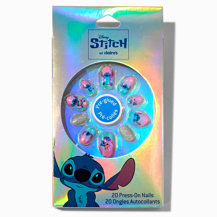 Disney Stitch Claire&#39;s Exclusive Bling Stiletto Press On Faux Nail Set - 20 Pack,