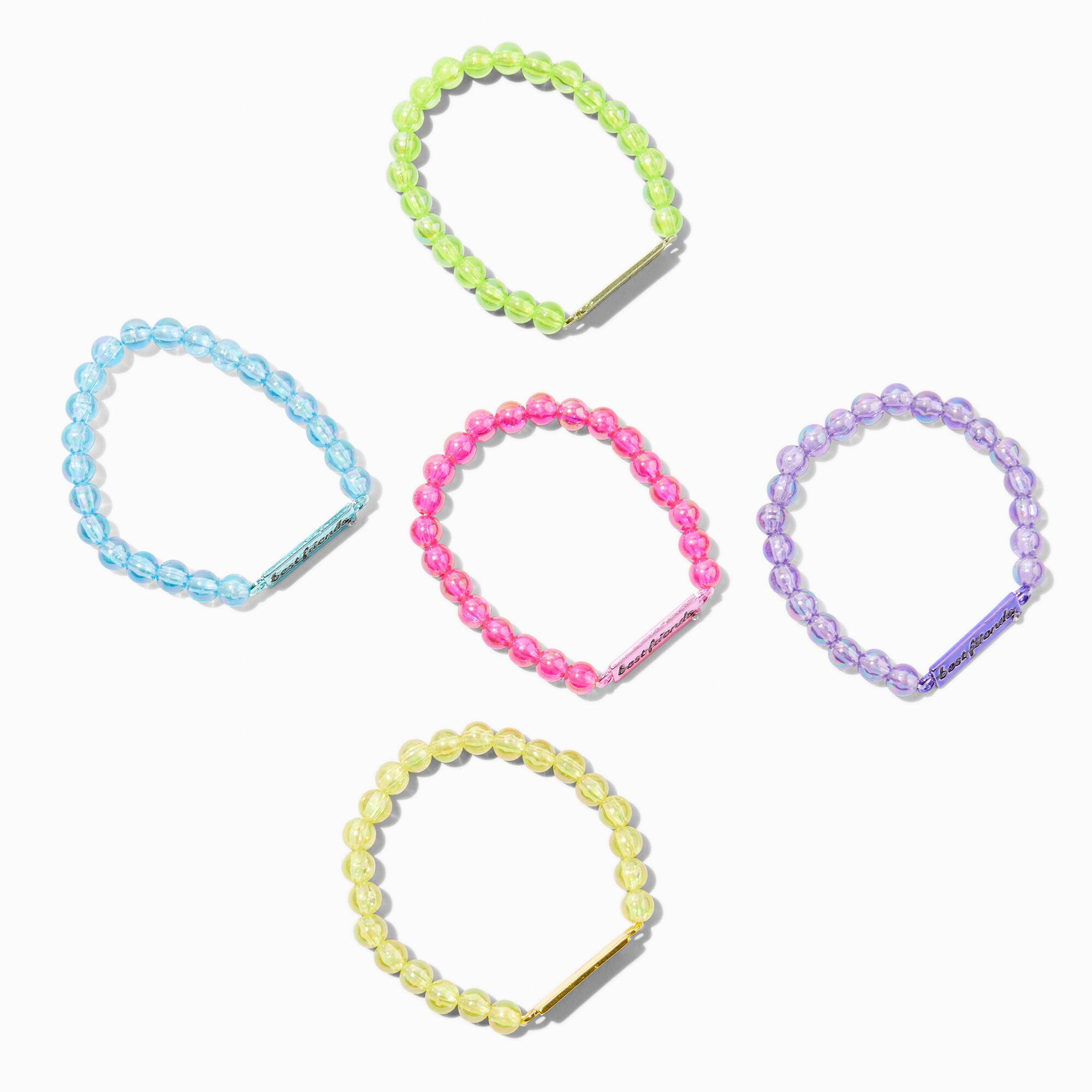 Best Friends Rainbow Crystal Beaded Stretch Bracelets - 5 Pack,