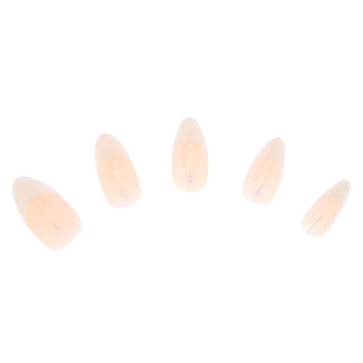 Holographic French Manicure Stiletto Faux Nail Set - Beige, 24 Pack,