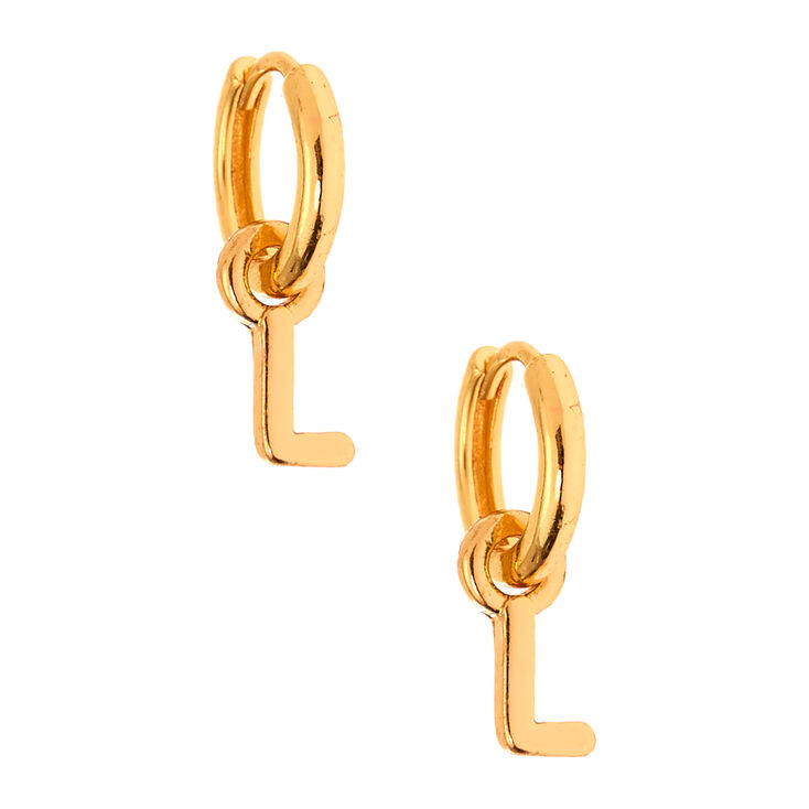 Claire's Créoles à breloque initiale 10 mm couleur doré - L