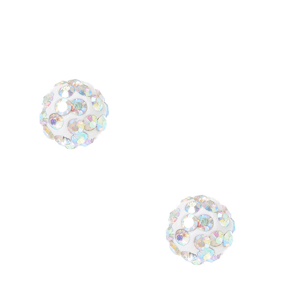 Iridescent White Fireball Stud Earrings